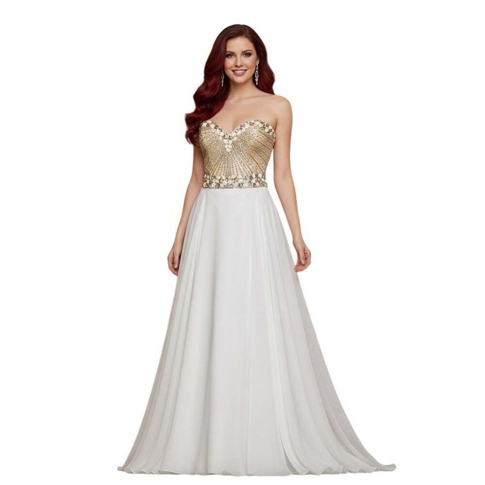 Sherri Hill Embellished Sweetheart Neckline Strapless Gown Size 4 Pageant Prom